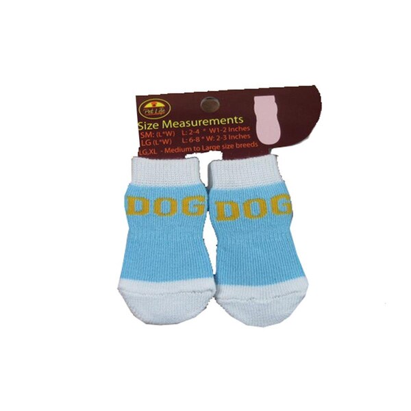 Petpurifiers Blue and White Dog Socks with Rubberized Soles - SM - PE117149