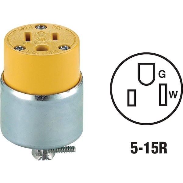 Leviton 15A 125V 3-Wire 2-Pole Armored Cord Connector - 000-515CA