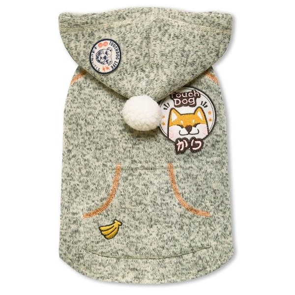 Touchdog Touchdog HD5OGSM Hippie Designer Sleeveless Pompom Dog Hooded Sweater; Olive Green - Small - HD5OGSM