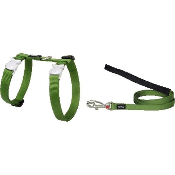 Red Dingo Red Dingo CH-ZZ-GR-SM Cat Harness & Lead Combo Classic Green - CH-ZZ-GR-SM