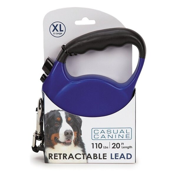 Casual Canine Belt Retractable Lead, 20 ft L, Blue, Fastening Method: Snap Hook, XL Breed - 11613 20 19