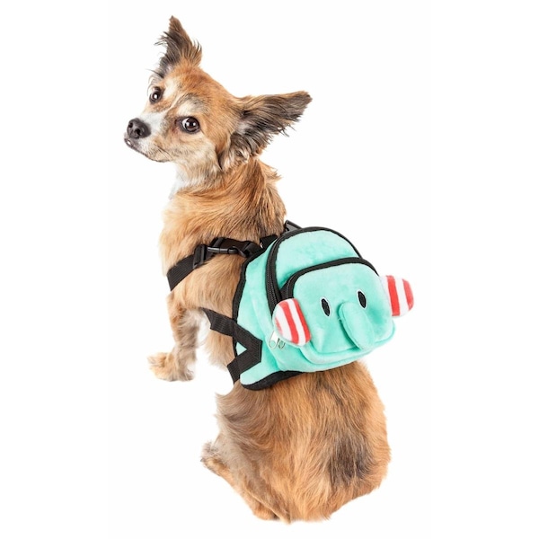Petpurifiers Dumbone Dual-Pocketed Compartmental Animated Dog Harness Backpack, Blue - Medium - PE3182214