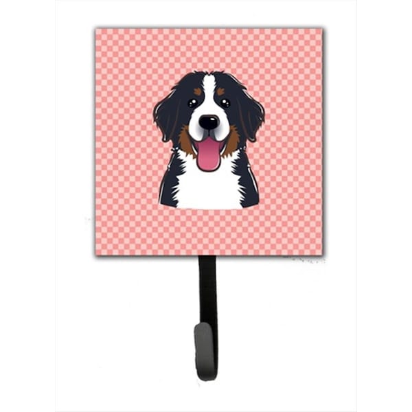 Carolines Treasures Checkerboard Pink Bernese Mountain Dog Leash or Key Holder- 4.25 W x 7 H In. - BB1237SH4