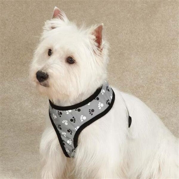 Casual Canine Casual Canine ZA4927 16 17 Reflective Pawprint Harness Med Black - ZA4927 16 17