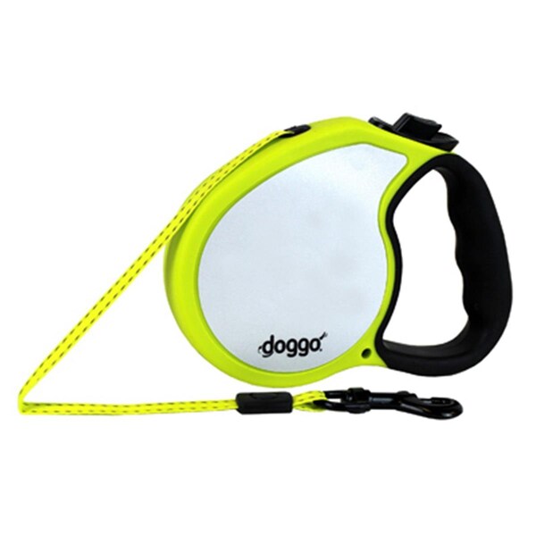 Doggo DGO RLSH NY LG 16 ft. Reflective Retractable Leash, Yellow - Large - DO574387