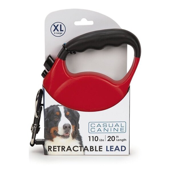 Casual Canine Belt Retractable Lead, 20 ft L, Red, Fastening Method: Snap Hook, XL Breed - 11613 20 83