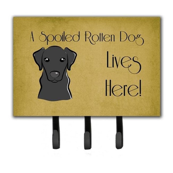 Carolines Treasures Carolines Treasures BB1483TH68 Black Labrador Spoiled Dog Lives Here Leash & Key Holder - BB1483TH68