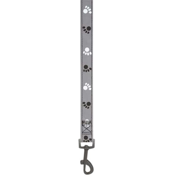 Casual Canine Casual Canine ZW4929 66 17 Reflective Pawprint Lead 6 Ft x 1 In Black - ZW4929 66 17