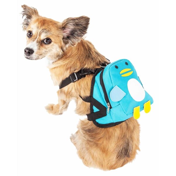 Petpurifiers Waggler Hobbler Large-Pocketed Compartmental Animated Dog Harness Backpack, Blue - Small - PE2640341