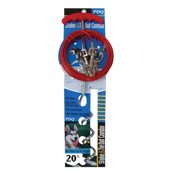 Orrville PDQ Boss Pet Silver / Red Vinyl Coated Cable Dog Tie Out Stake Large - A01316