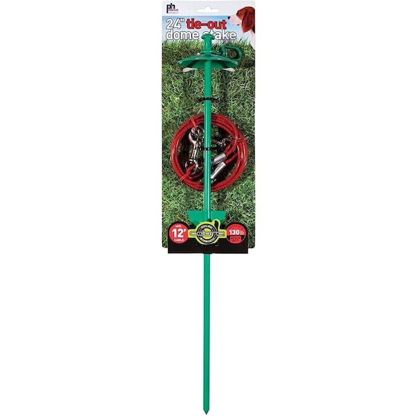 Prevue Pet Products 24 in. Tie-Out Dome Stake with 12 ft. Cable - PP-2123