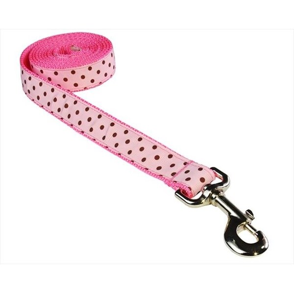 Sassy Dog Wear Sassy Dog Wear POLKA DOT-PINK-BROWN3-L 6 ft. Polka Dot Dog Leash; Pink & Brown - Medium - POLKA DOT-PINK/BROWN3-L