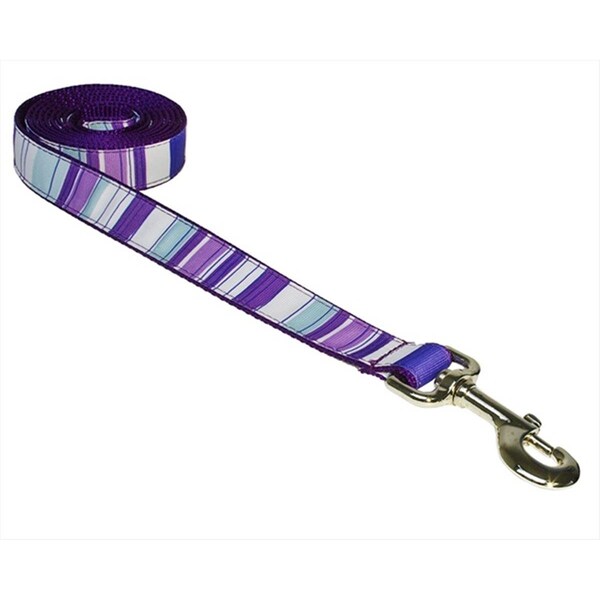 Sassy Dog Wear STRIPE-PURPLE-MULTI3-L 6 ft. Stripe Dog Leash- Purple - Medium - STRIPE-PURPLE/MULTI3-L