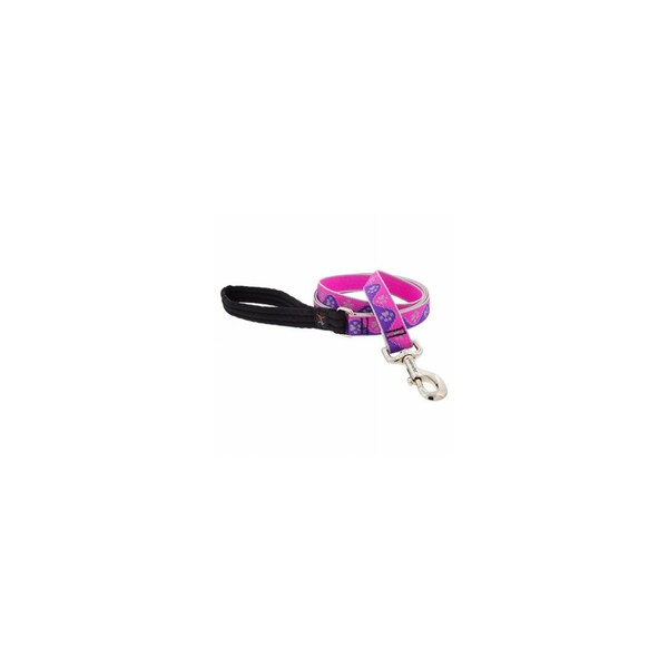 Lupine Dog Leash, Reflective Pink Paws Pattern, 1-In. x 6-Ft. - 48559