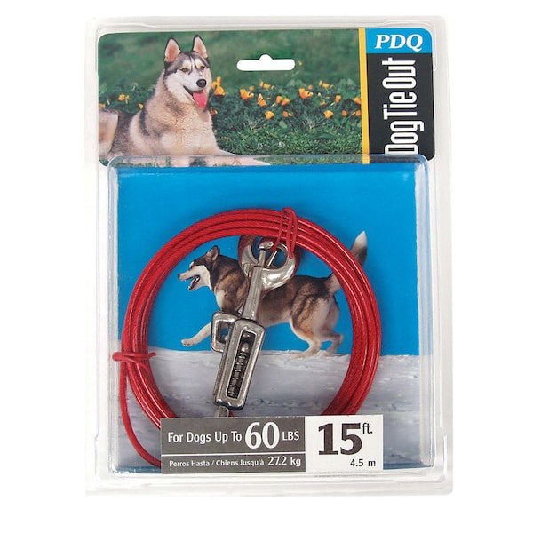 Orrville PDQ Red Tie-Out with Spring Vinyl Coated Cable Dog Tie Out Large - Q3515SPG99