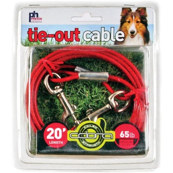 Prevue Pet Products 20 ft. Medium Duty Tie-Out Cable, Red - PP-2120