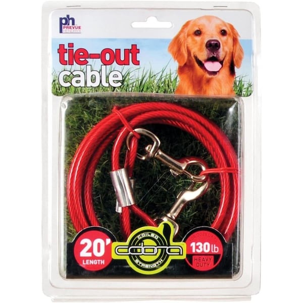 Prevue Pet Products 20 ft. Heavy Duty Tie-Out Cable, Red - PP-2122