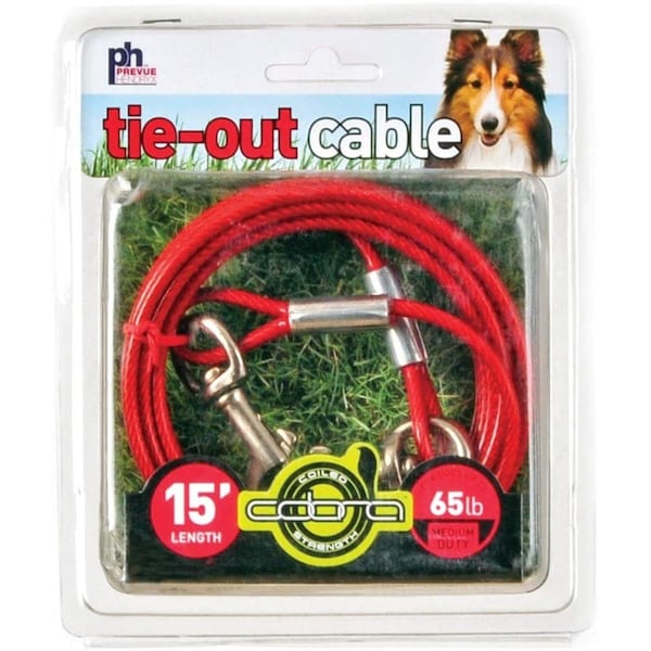Prevue Pet Products 15 ft. Medium Duty Tie-Out Cable, Red - PP-2119