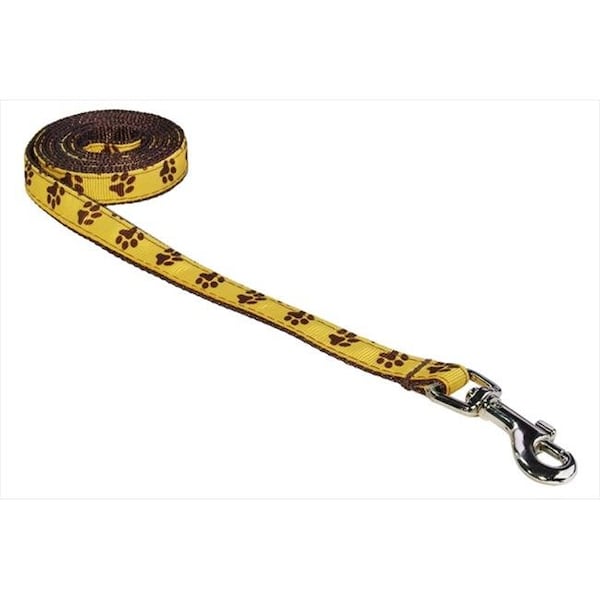 Fly Free Zone 4 ft. Puppy Paws Dog Leash; Yellow & Brown - Extra Small - FL685325