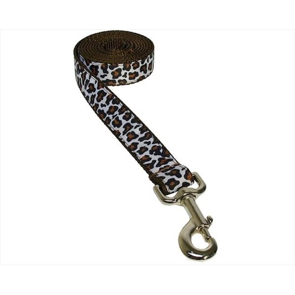 Sassy Dog Wear Sassy Dog Wear LEOPARD-WHITE3-L 6 ft. Leopard Dog Leash; White & Brown - Medium - LEOPARD-WHITE3-L
