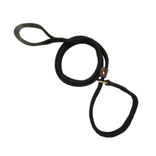 Domesticated Supplies Flat Braided Rope Lead with Slip, Black - 0.62 in. - DO1664117