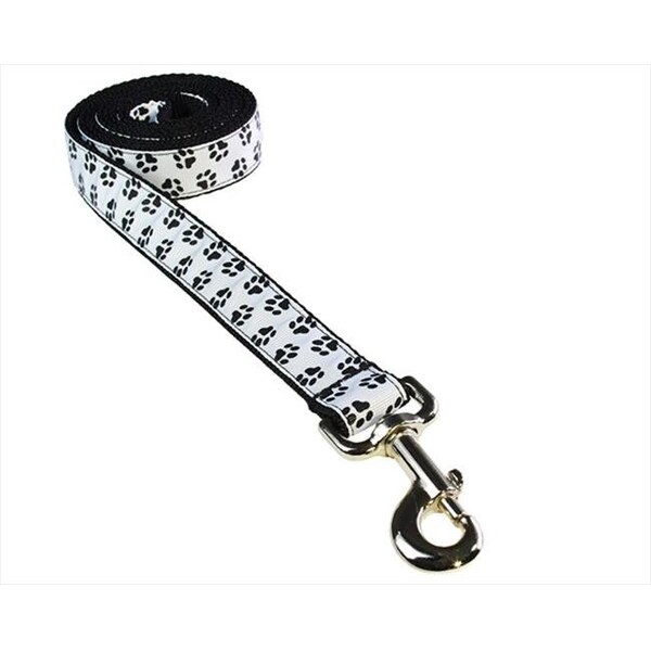 Sassy Dog Wear Sassy Dog Wear PUPPY PAWS-BLACK-WHT4-L 6 ft. Puppy Paws Dog Leash; Black & White - Large - PUPPY PAWS-BLACK/WHT4-L