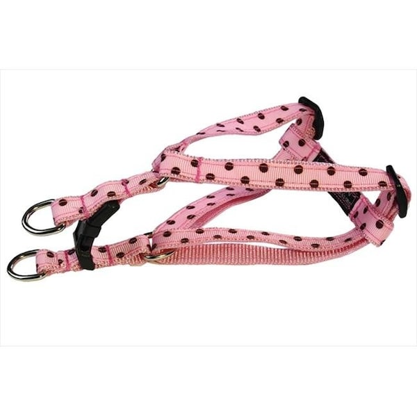 Fly Free Zone POLKA DOT-PINK-BROWN1-H Polka Dot Dog Harness; Pink & Brown - Extra Small - FL504079