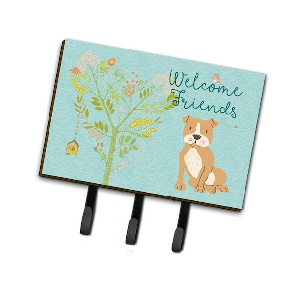 Carolines Treasures Carolines Treasures BB7624TH68 Welcome Friends Brown Staffie Leash or Key Holder; 6 x 2 x 9 in. - BB7624TH68