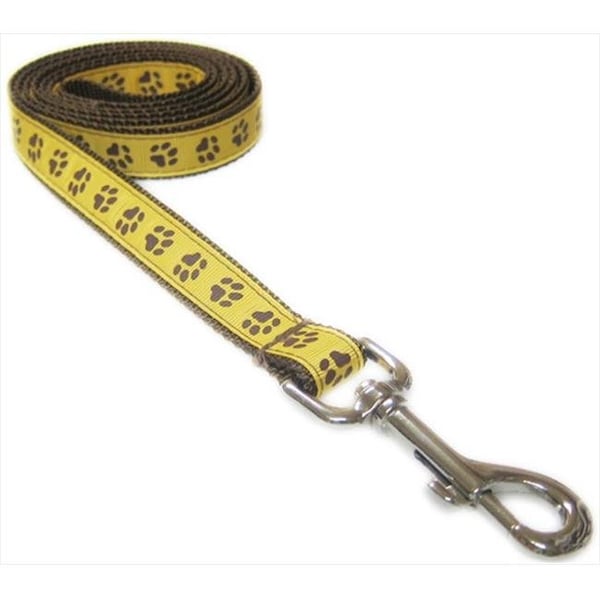 Fly Free Zone 6 ft. Puppy Paws Dog Leash; Yellow & Brown - Medium - FL504087
