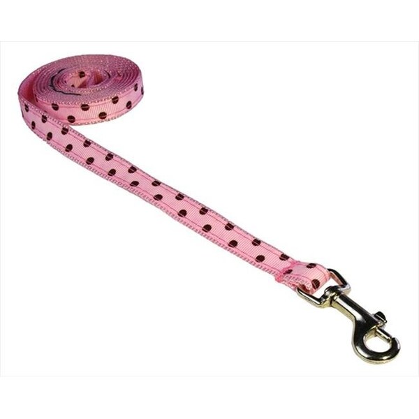 Sassy Dog Wear Sassy Dog Wear POLKA DOT-PINK-BROWN1-L 4 ft. Polka Dot Dog Leash; Pink & Brown - Extra Small - POLKA DOT-PINK/BROWN1-L