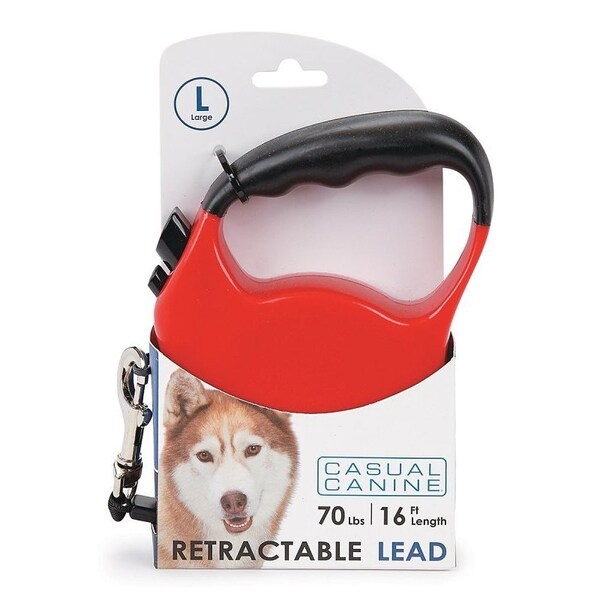 Casual Canine Belted Retractable Lead, 16 ft L, Red, Large - 11612 16 83