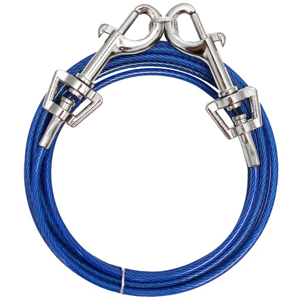 Orrco PDQ Blue / Silver Vinyl Coated Cable Dog Tie Out Medium - Q232000099