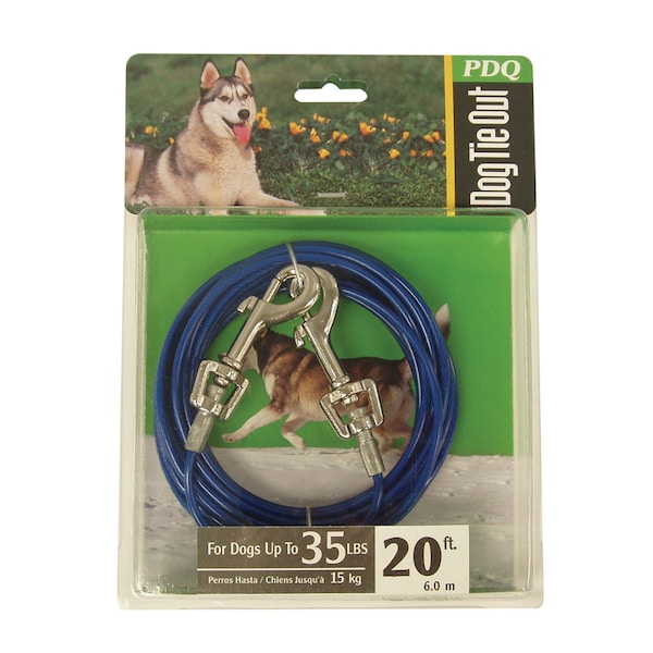 Orrco PDQ Blue / Silver Vinyl Coated Cable Dog Tie Out Medium - Q232000099