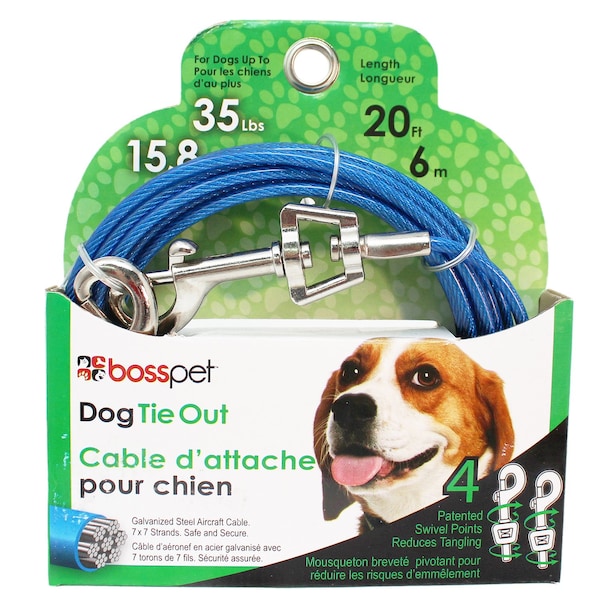 Orrco PDQ Blue / Silver Vinyl Coated Cable Dog Tie Out Medium - Q232000099