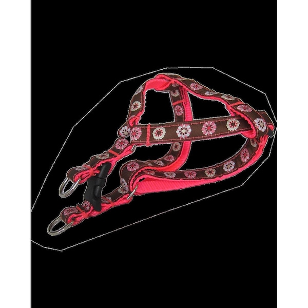 Sassy Dog Wear Wild Flowers Pink Dog Harness Adjusts 18 24 in. Medium - WILD FLOWER PINK3-H