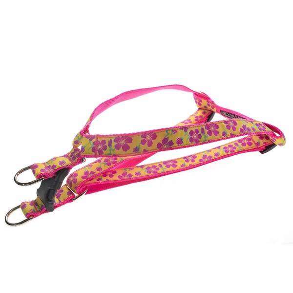 Sassy Dog Wear Passion Flowers Pink Dog Harness Adjusts 23-35 in. Large - PASSION FLOWER PINK4-H
