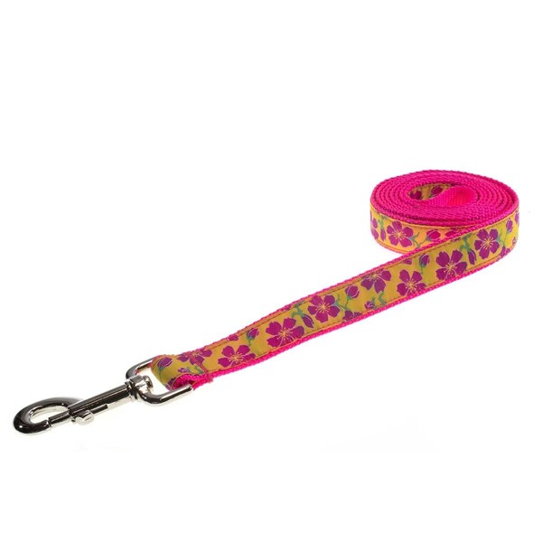 Sassy Dog Wear Passion Flowers Pink Dog Leash Small - PASSION FLOWER PINK2-L