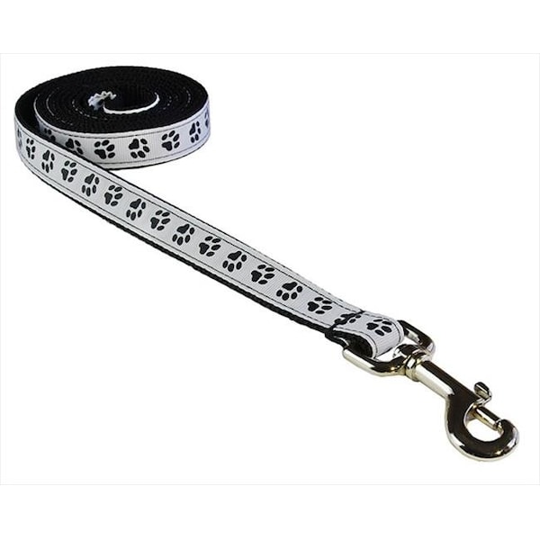 Sassy Dog Wear Sassy Dog Wear PUPPY PAWS-BLACK-WHT3-L 6 ft. Puppy Paws Dog Leash; Black & White - Medium - PUPPY PAWS-BLACK/WHT3-L