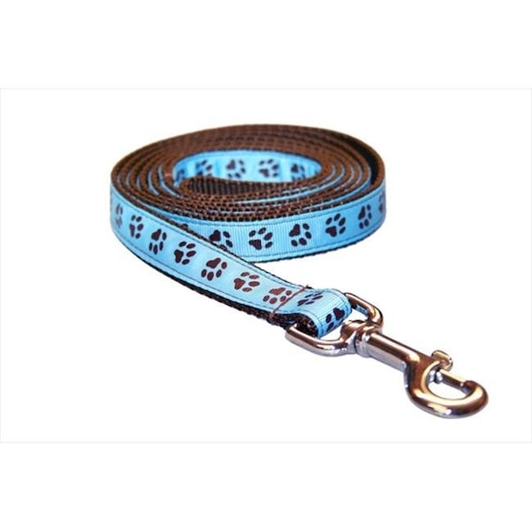 Sassy Dog Wear Sassy Dog Wear PUPPY PAWS-BLUE-CHOC.2-L 4 ft. Puppy Paws Dog Leash; Blue & Brown - Small - PUPPY PAWS-BLUE/CHOC.2-L
