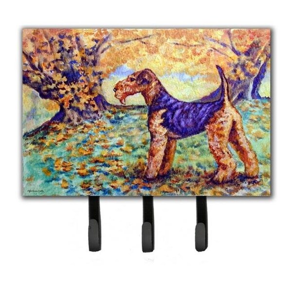 Carolines Treasures Carolines Treasures 7343TH68 Autumn Airedale Terrier Leash & Key Holder - 7343TH68
