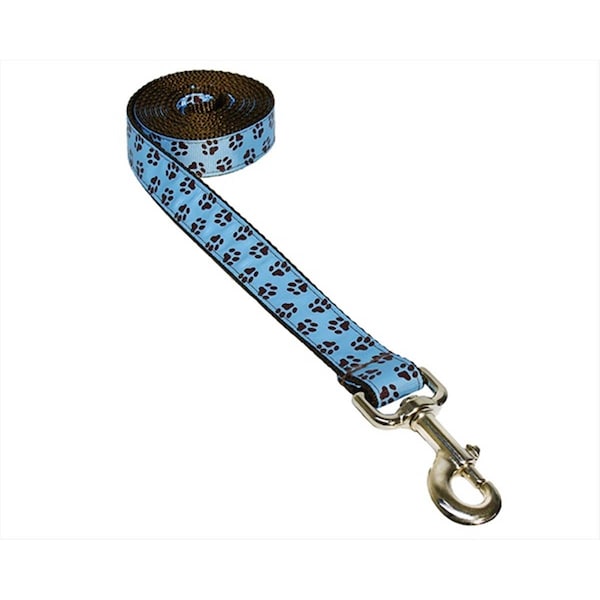 Flyfree PUPPY PAWS-BLUE-CHOC.4-L 6 ft. Puppy Paws Dog LeashBlue & Brown Large - FL685323
