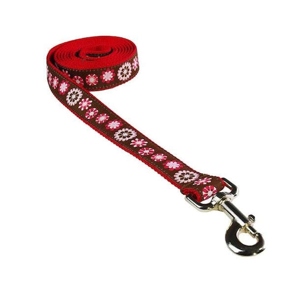 Sassy Dog Wear Sassy Dog Wear WILD FLOWER RED4-L Wild Flowers Red Dog Leash - Large - WILD FLOWER RED4-L