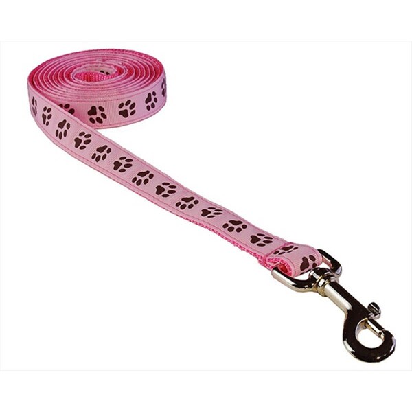 Flyfree PUPPY PAWS-LT. PINK-CHOC.3-L 6 ft. Puppy Paws Dog LeashPink & Brown Medium - FL516018