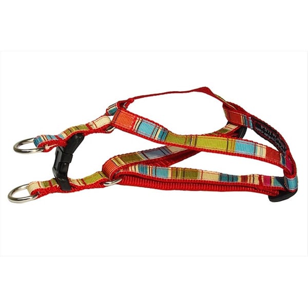 Flyfree STRIPE-RED-MULTI1-H Multi Stripe Dog HarnessRed Extra Small - FL516667