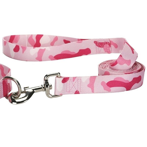 Casual Canine Camo Dog Leash Lead, 6 ft L, 1 in W, Nylon Line, Pink, Fastening Method: Swivel Snap - ZA6751 66 75