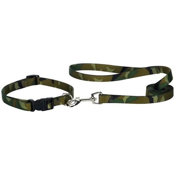 Casual Canine Dog Lead, 6 ft L, 1 in W, Nylon Line, Camo Green - ZA6751 66 43
