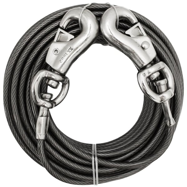 Boss Pet PDQ Super Beast TieOut, 20 ft L BeltCable, For Dogs Up to 125 lb - Q682000099