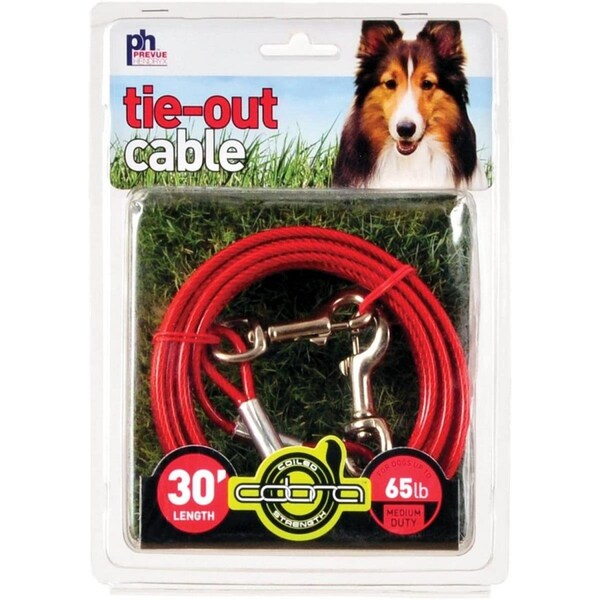 Prevue Pet Products 30 ft. Medium Duty Tie-Out Cable, Red - PP-2121