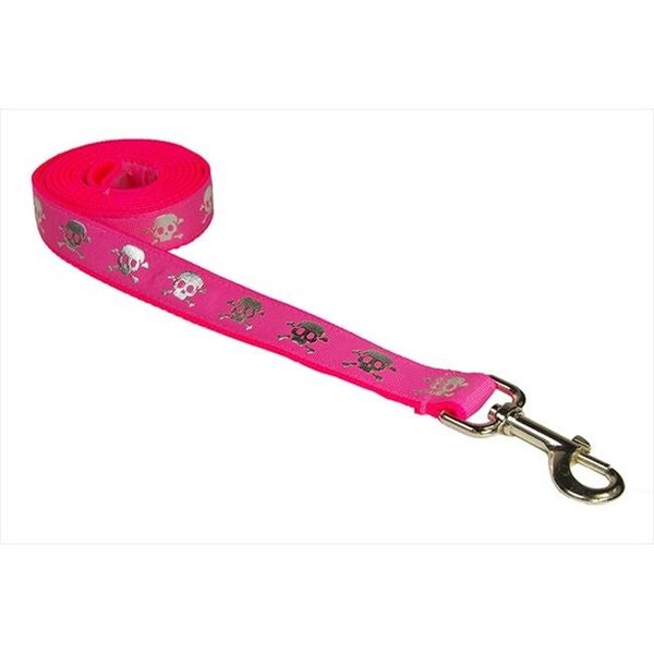 Sassy Dog Wear Sassy Dog Wear REFLECTIVE SKULL-PINK2-L 4 ft. Reflective Skull Dog Leash; Pink - Small - REFLECTIVE SKULL-PINK2-L