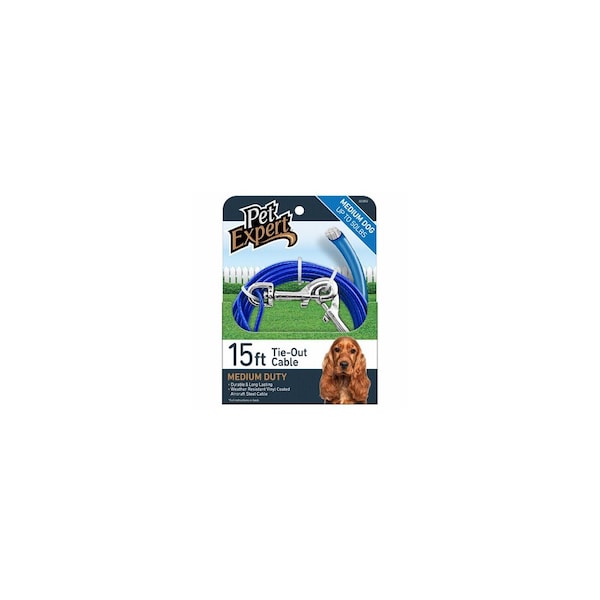Pet Expert Dog Tie Out, Lightweight Steel Aircraft Cable, Blue 15-Ft. - PE223852